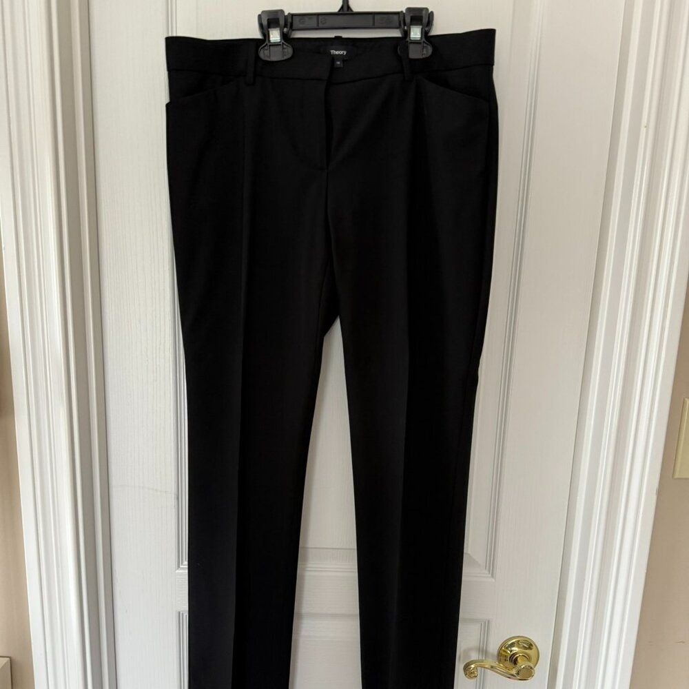 Theory Trouser Straight Leg Black Pant Size 10